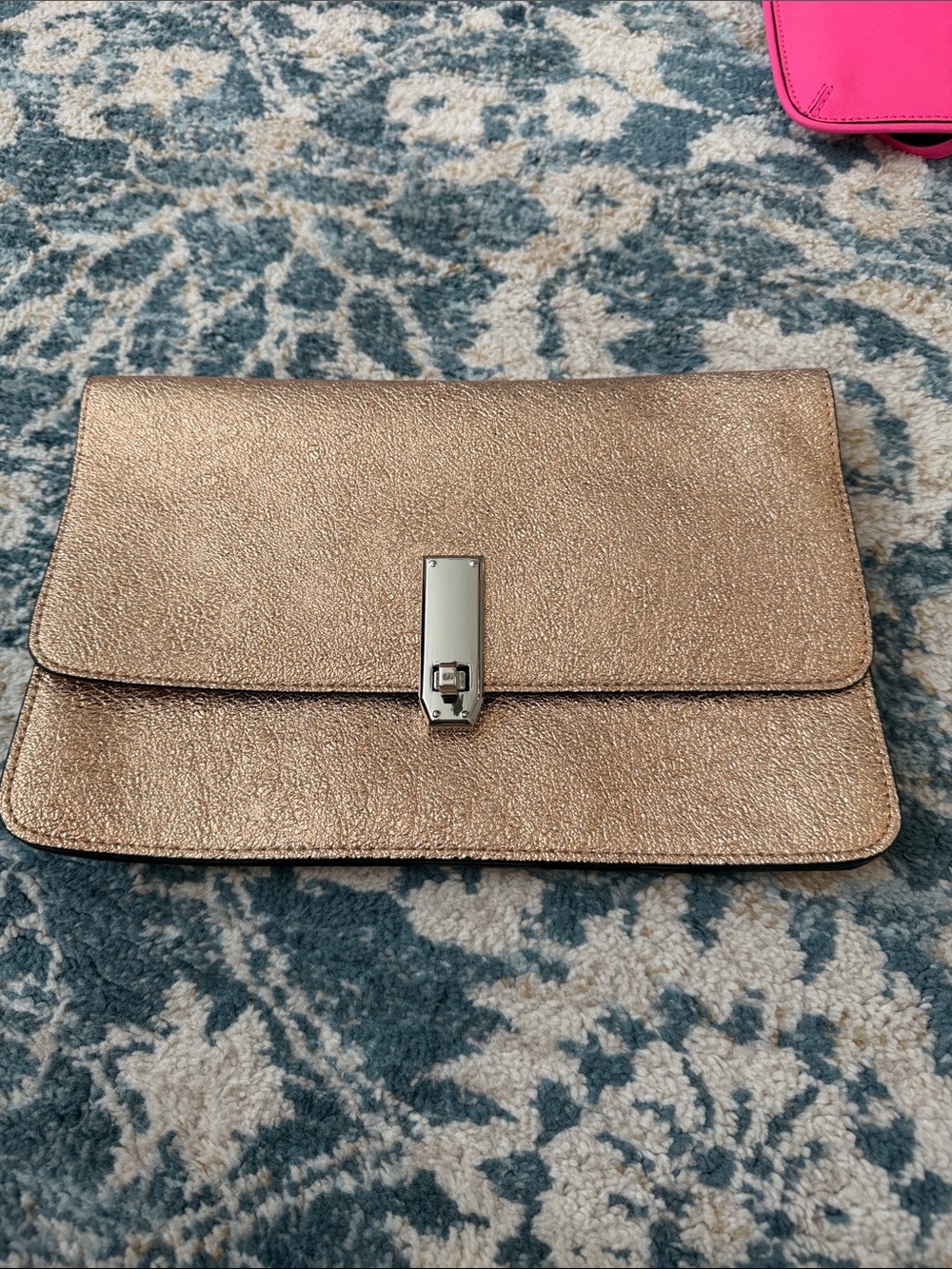 Express Metallic Rose Gold Envelope Clutch